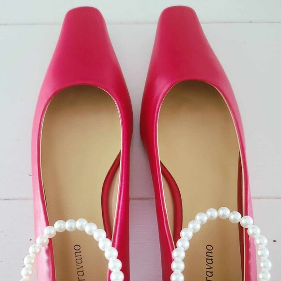 C.Paravano Red Low Heel Women's Pumps Bridal Wedding Shoes -Size 6.5, UK 37 - Picture 6 of 8